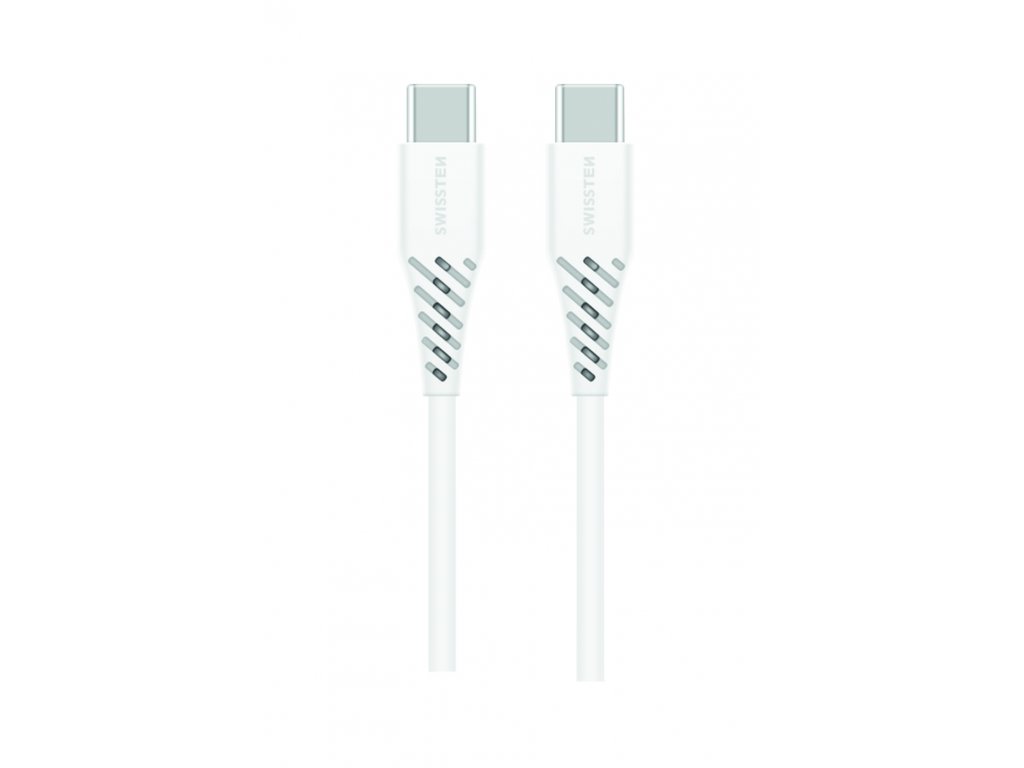 SWISSTEN TPU datový a nabíjecí kabel USB-C / USB-C, Power delivery, 5 A (100 W) 1,5 m, bílý