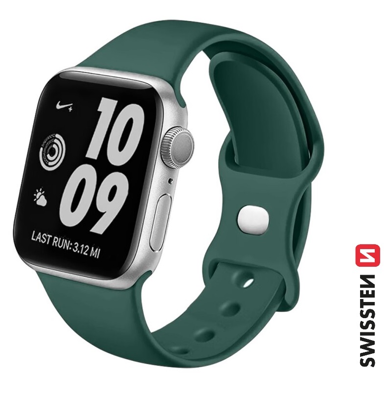 SWISSTEN řemínek pro Apple Watch silikonový, šířka 38-40 mm Barva: Zelená