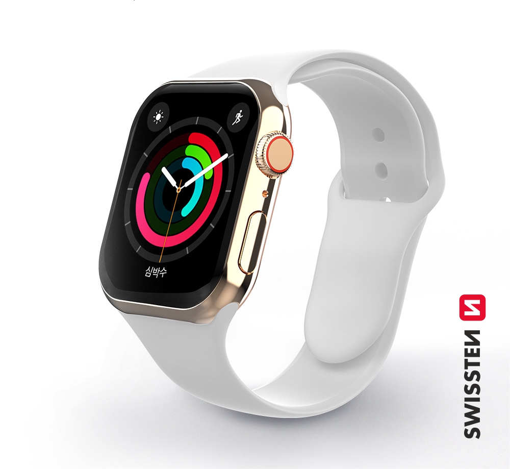 SWISSTEN řemínek pro Apple Watch silikonový, šířka 42-49 mm Barva: Bílá