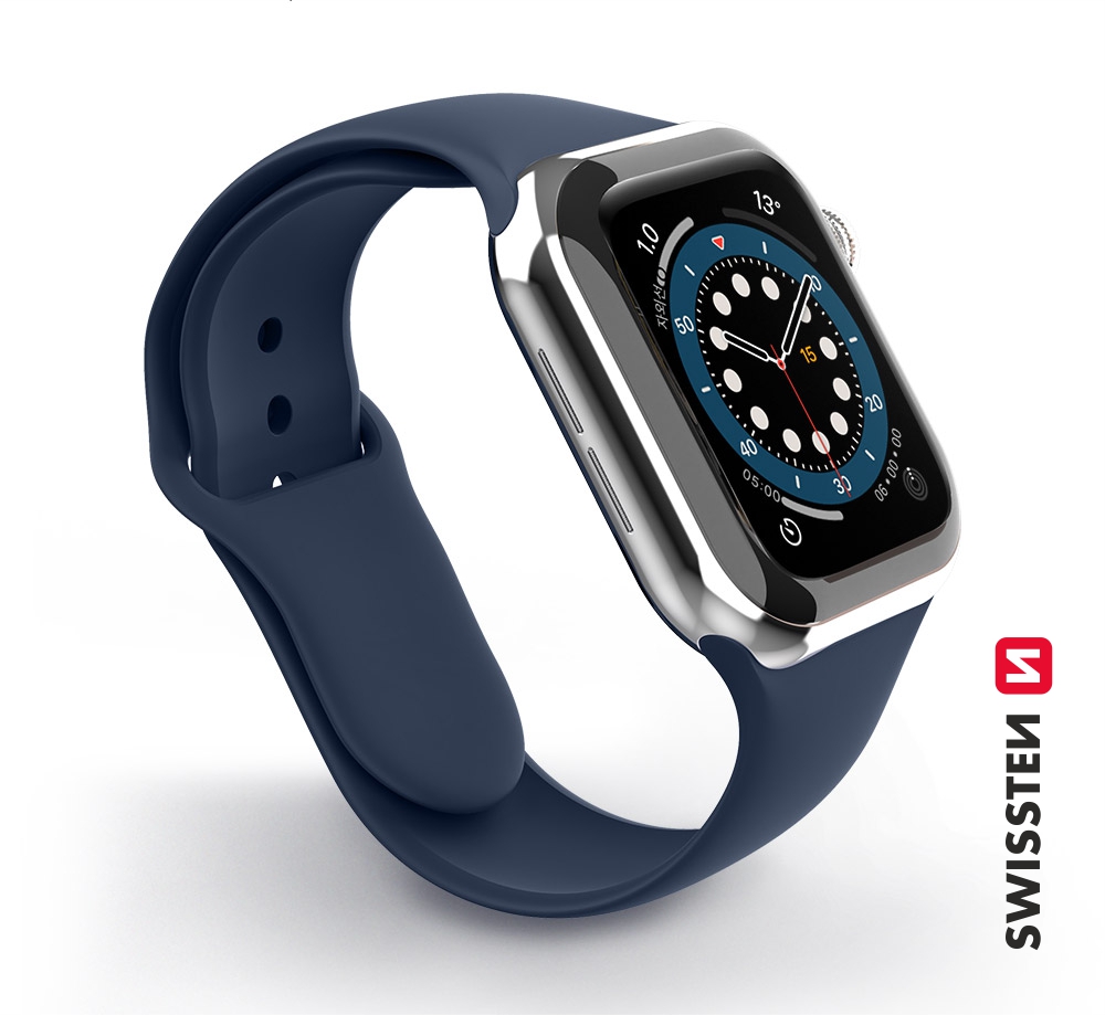SWISSTEN řemínek pro Apple Watch silikonový, šířka 42-49 mm Barva: Tmavě modrá
