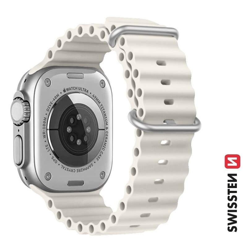SWISSTEN řemínek pro Apple Watch silikonový, marine straps, 42 / 44 / 45 / 49 mm Barva: Kamenně šedá
