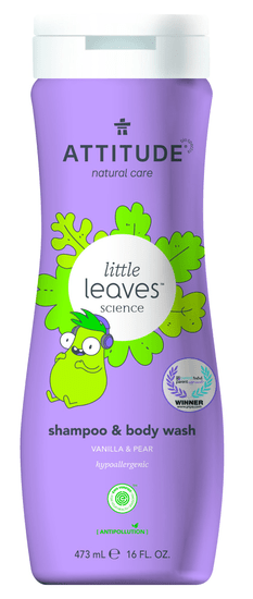 Dětské tělové mýdlo a šampon (2 v 1) ATTITUDE Little leaves s vůní vanilky a hrušky 473 ml