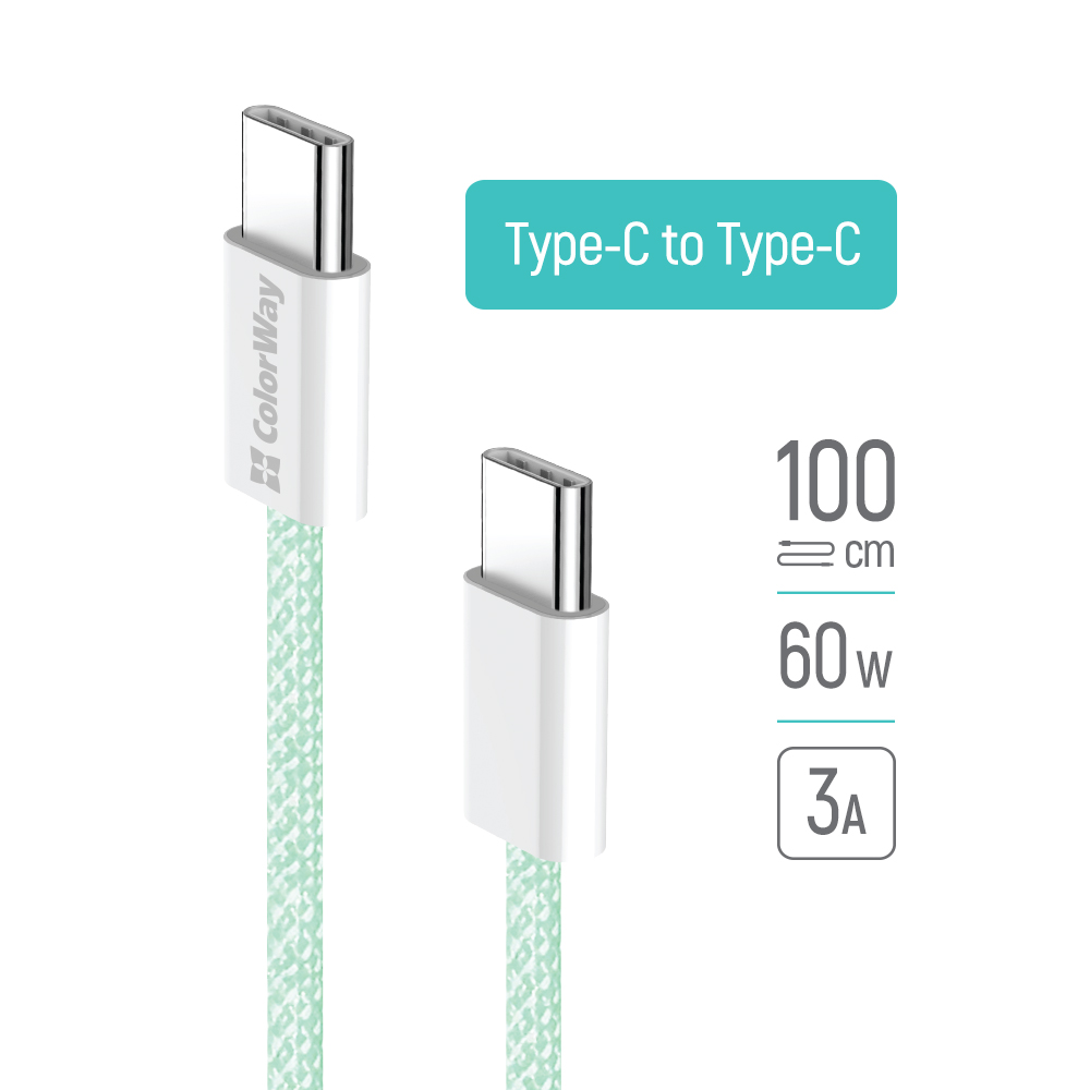 Kábel ColorWay Type-C - Type-C (braided cotton) PD Fast Charging 60W, 3.0А, 1m, zelený (CW-CBPDCC061-G)
Kábel ColorWay Type-C - Type-C (braided cotton) PD Fast Charging 60W, 3.0А, 1m, zelený (CW-CBPDCC061-G)
