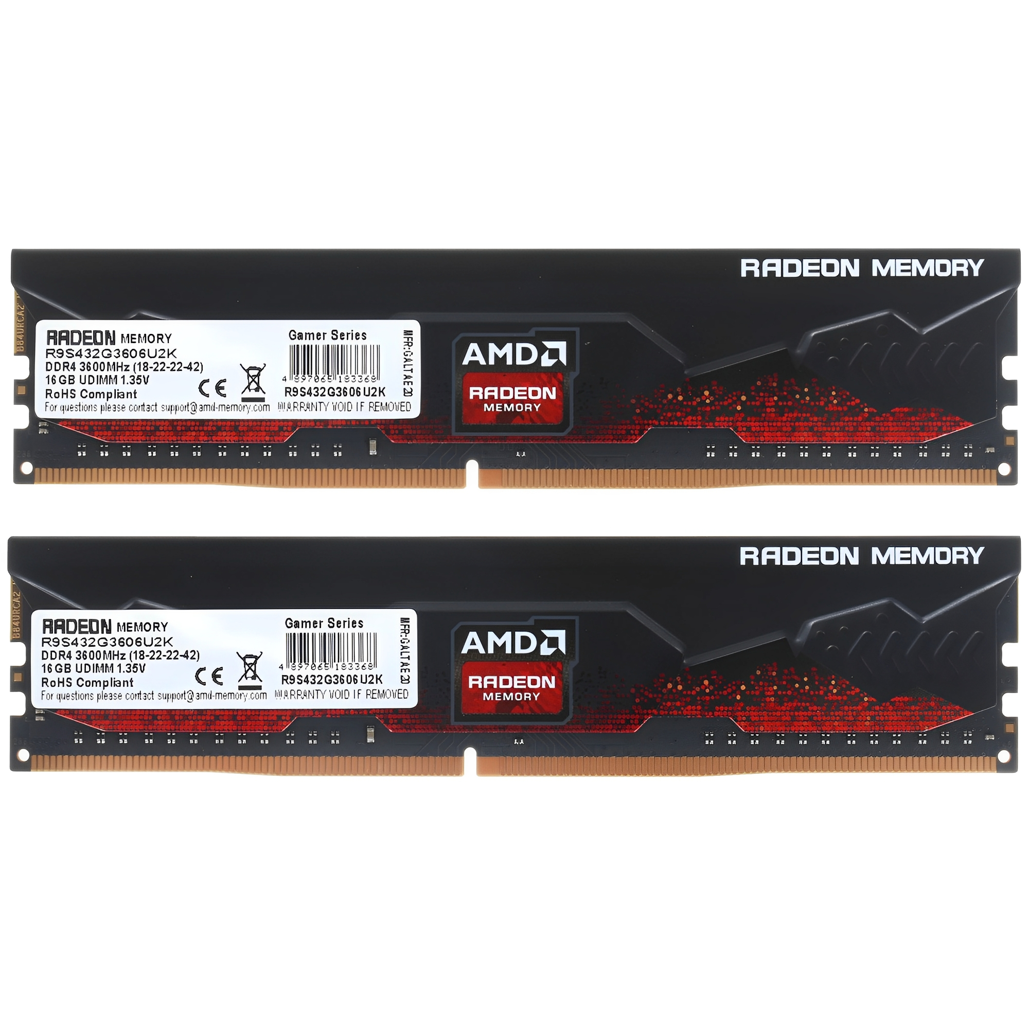 AMD Radeon AMD, DDR4 8Gb*2 3200Mhz Long DIMM 1.35V Heat Shield Retail Kit (R9S416G3206U2K)
AMD Radeon AMD, DDR4 8Gb*2 3200Mhz Long DIMM 1.35V Heat Shield Retail Kit (R9S416G3206U2K)
