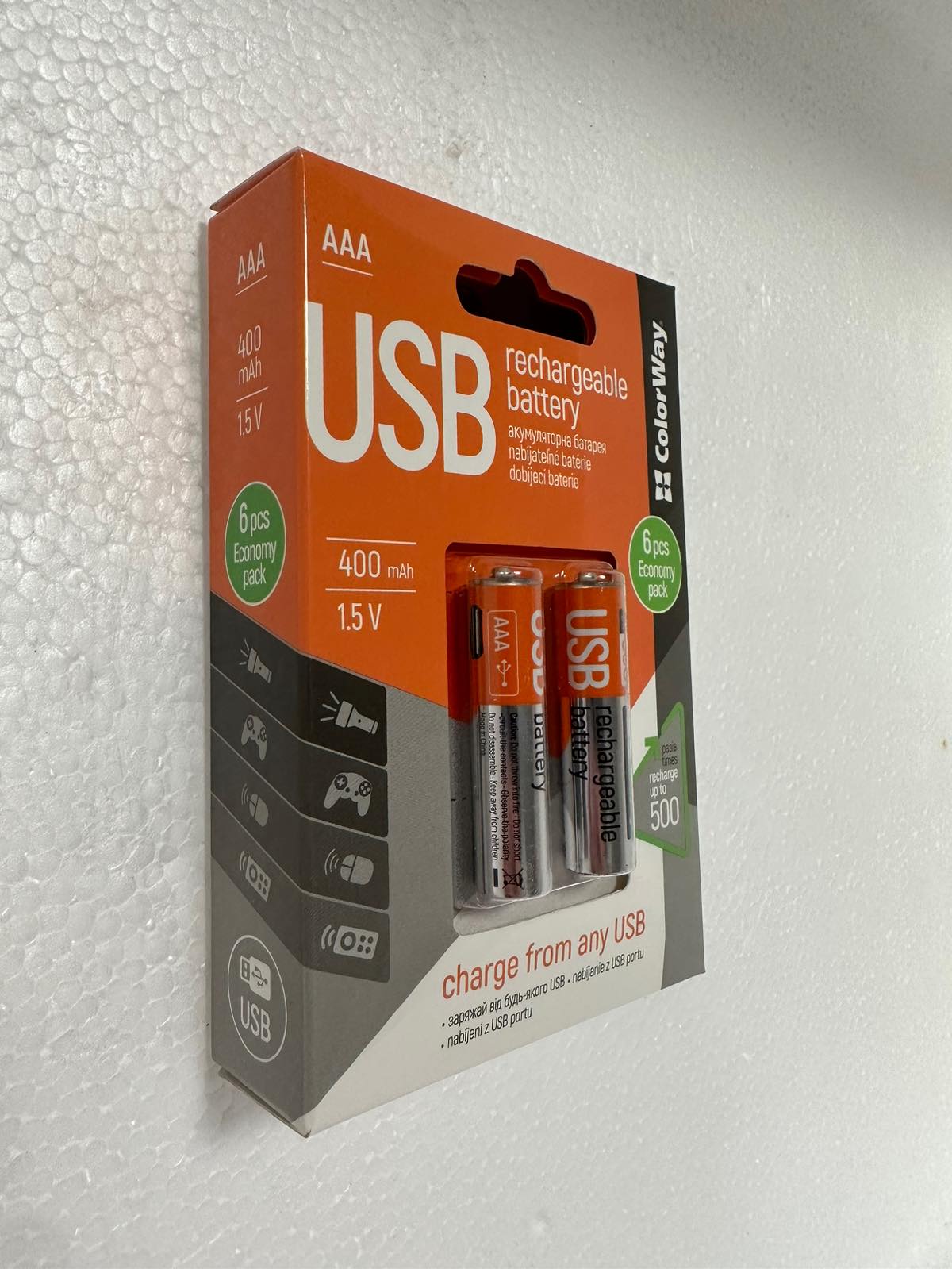 ColorWay Nabíjateľné batérie AAA cez micro USB 400mAh 1.5V - 6ks v balení (CW-UBAAA-06)
ColorWay Nabíjateľné batérie AAA cez micro USB 400mAh 1.5V - 6ks v balení (CW-UBAAA-06)