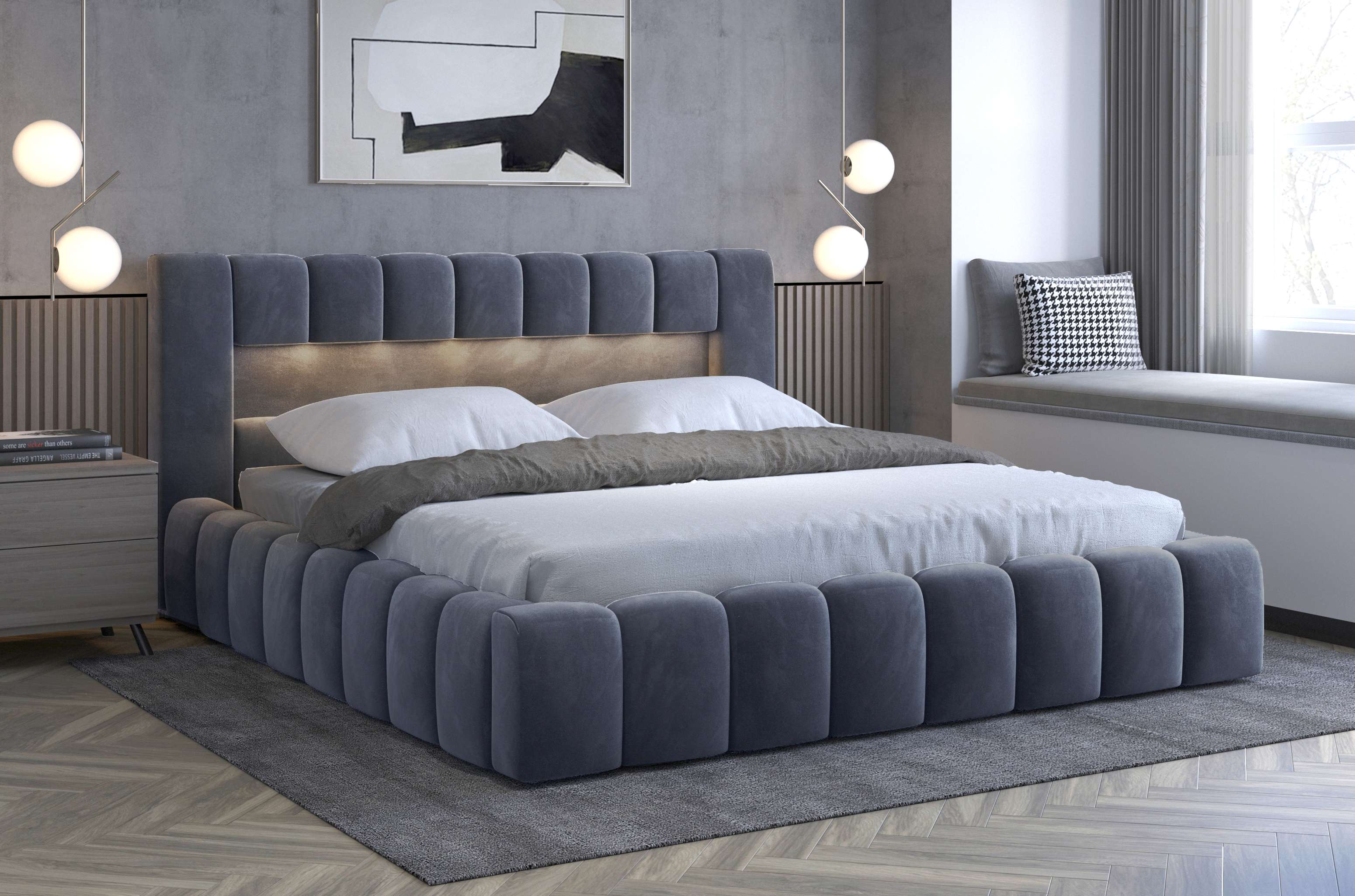 Čalouněná postel LAMICA 140 cm kovový rošt Monolith 97