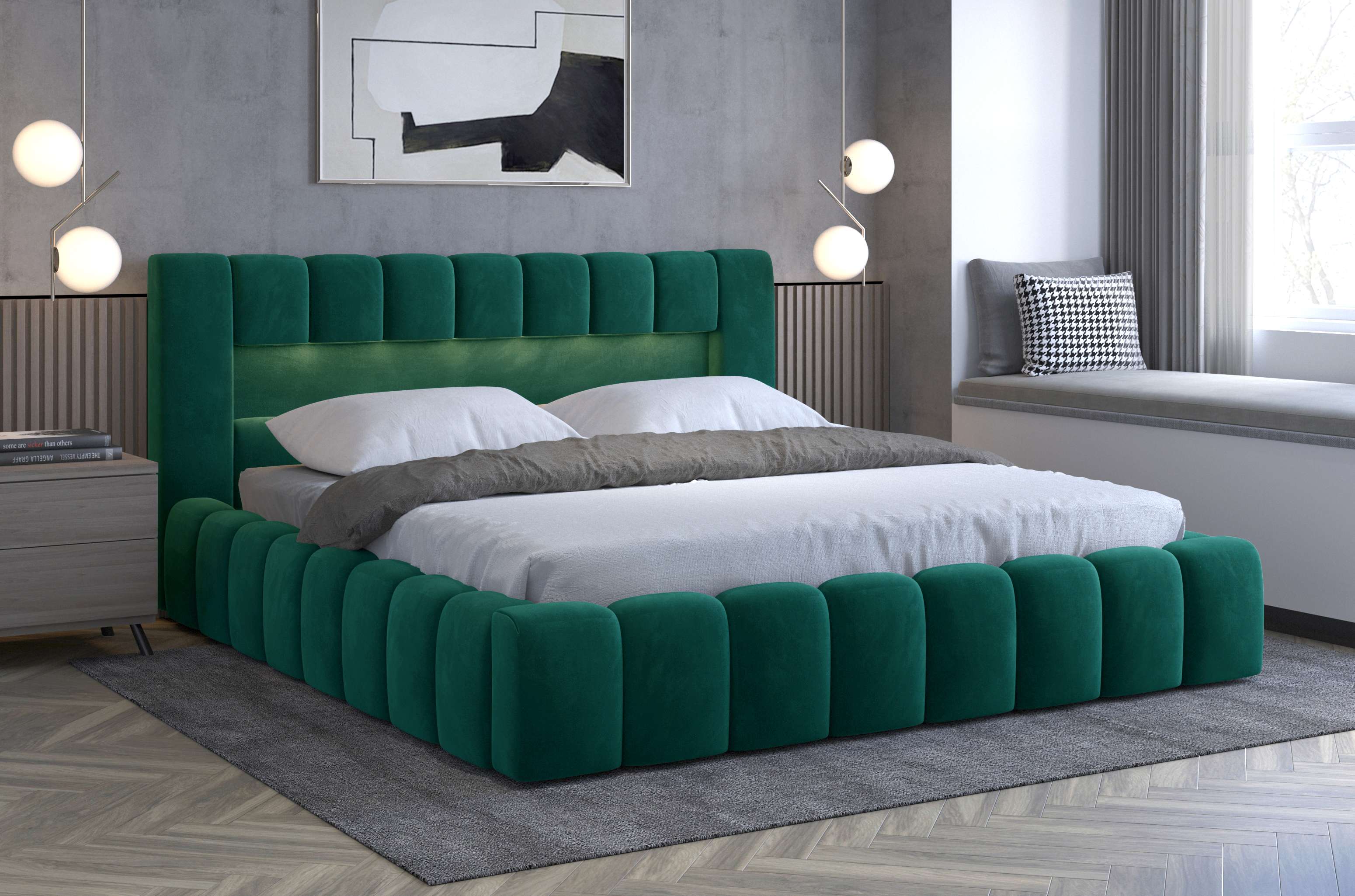 Čalouněná postel LAMICA 140 cm dřevěný rošt Monolith 37