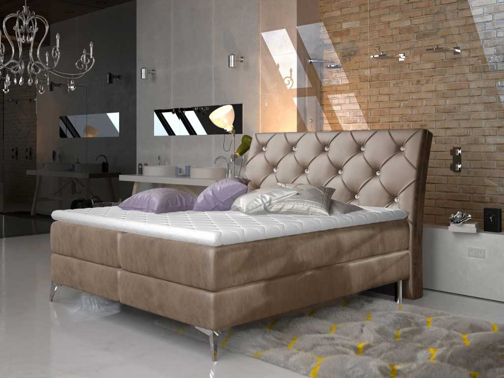 Čalouněná postel ADEL Boxsprings 160 x 200 cm Monolith 09