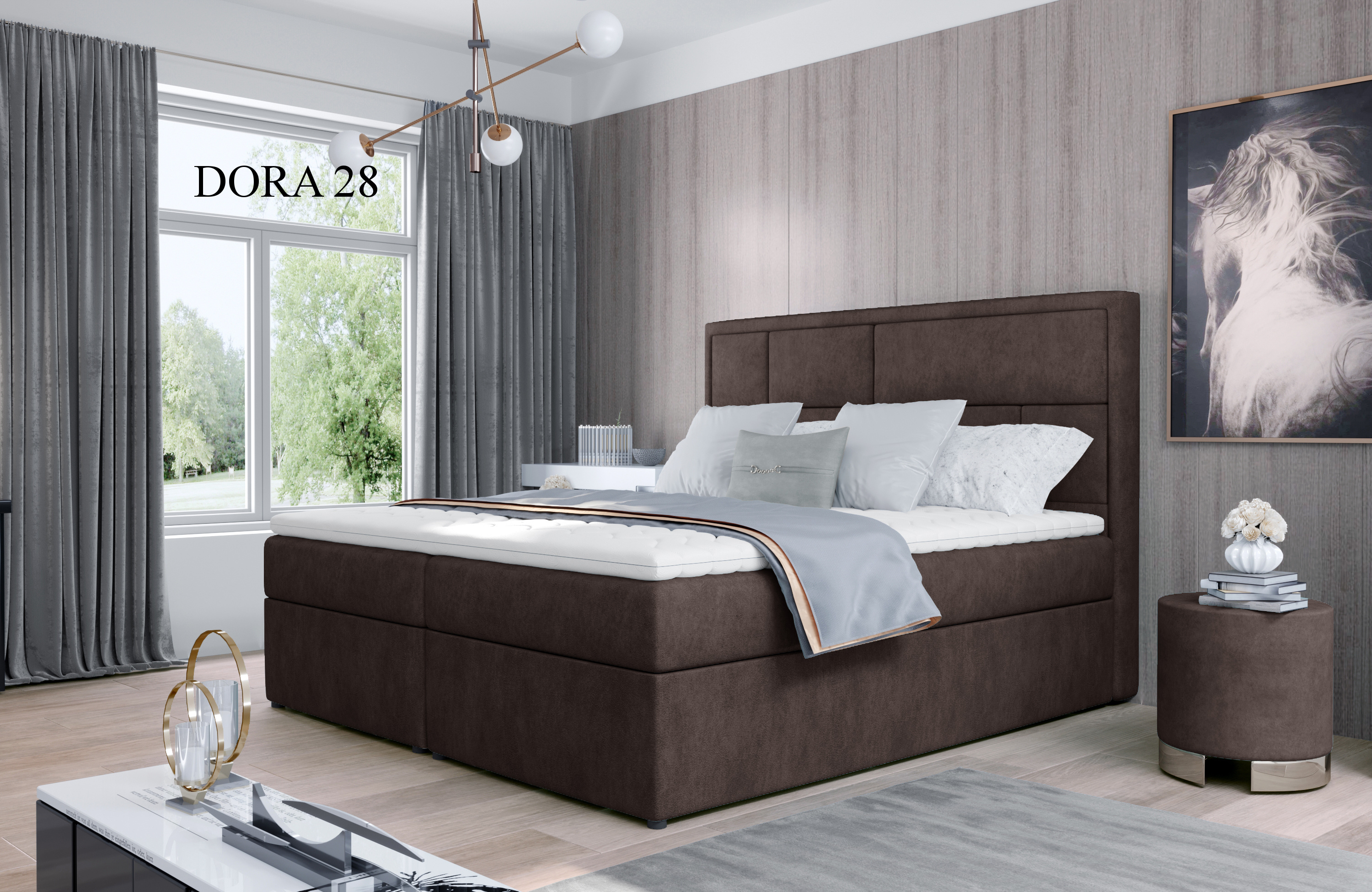 Čalouněná postel MERON Boxsprings 140 x 200 cm Dora 28