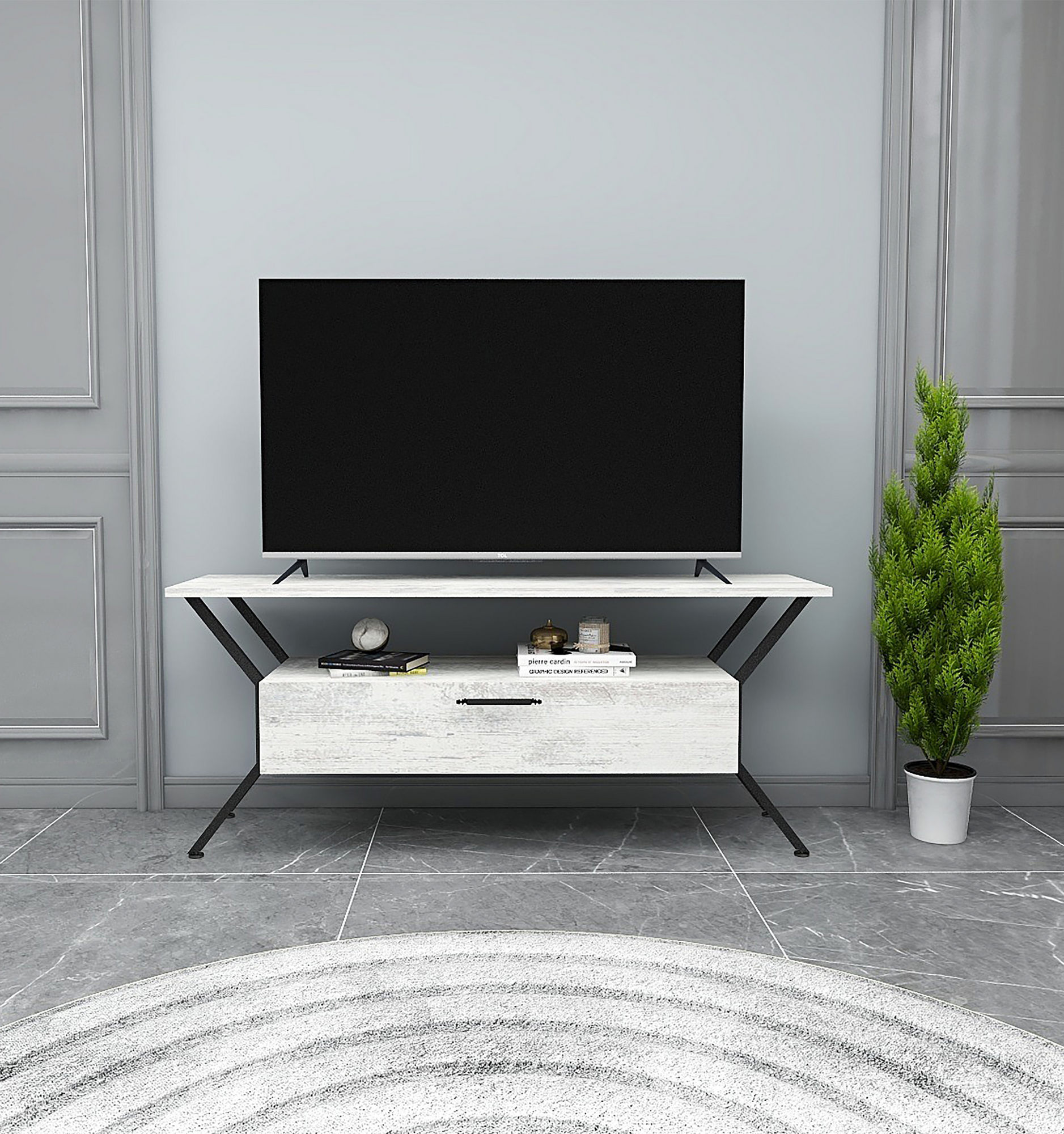 Televizní stolek TARZ šedý černý