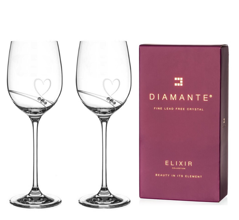 Diamante sklenice na bílé víno Romance s kamínky Swarovski 330ml 2KS