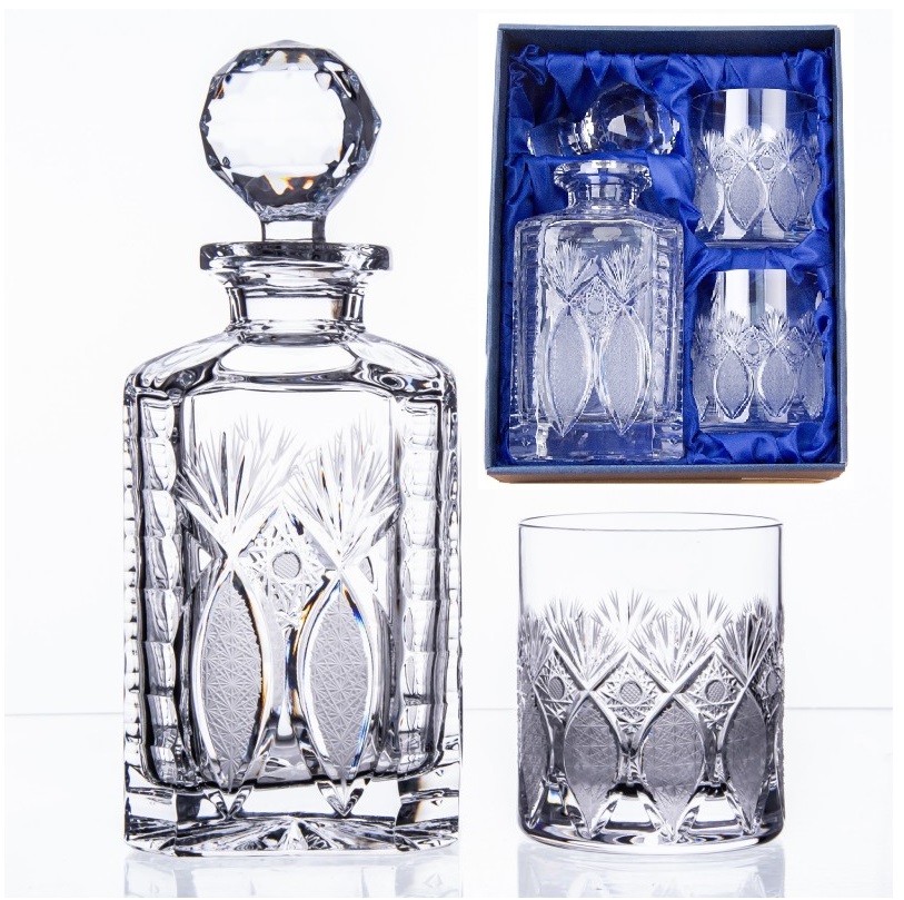 Onte Crystal Bohemia Crystal ručně broušený whisky set Exclusive 1+2