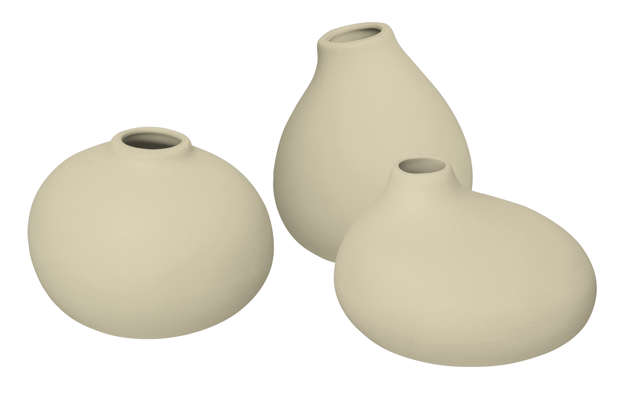 BLOMUS Vázy porcelánové krémové 3 ks 9cm, 7cm, 6,5cm nona