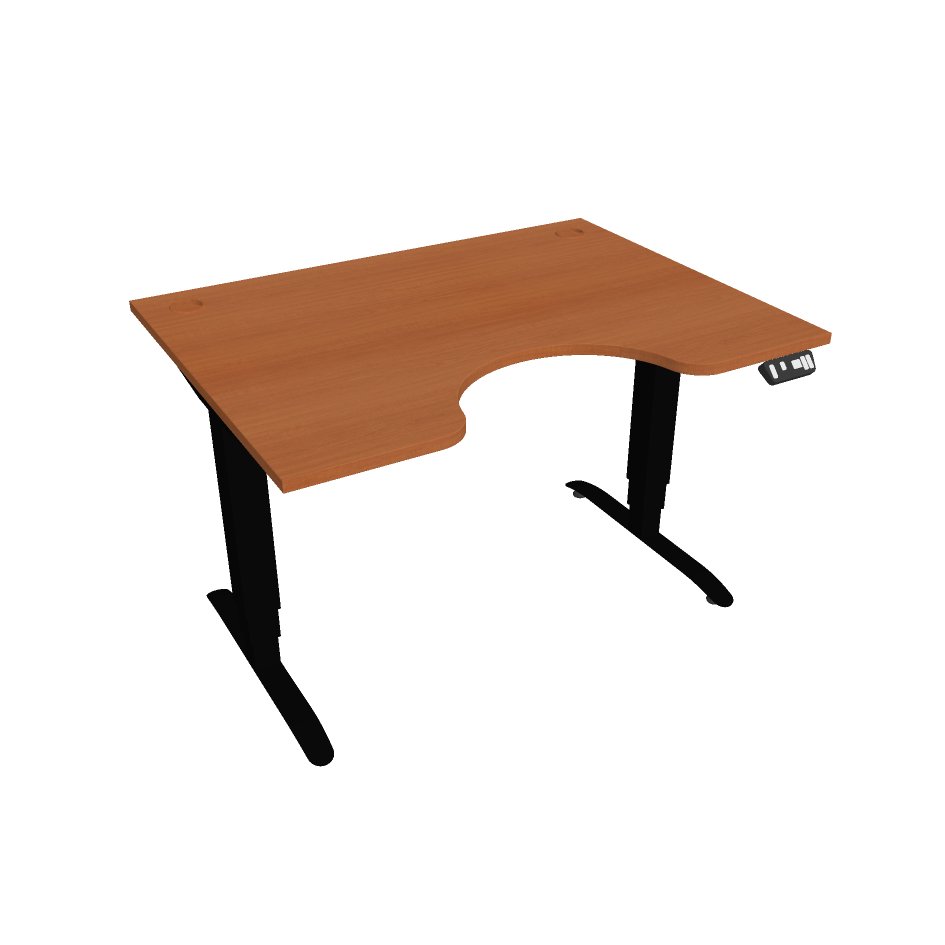 Elektricky výškově stavitelný stůl Hobis Motion Ergo - 3M segmentový, paměťový ovladač Šířka: 120 cm, Barva desky: třešeň, Barva kovu: černá RAL 9005