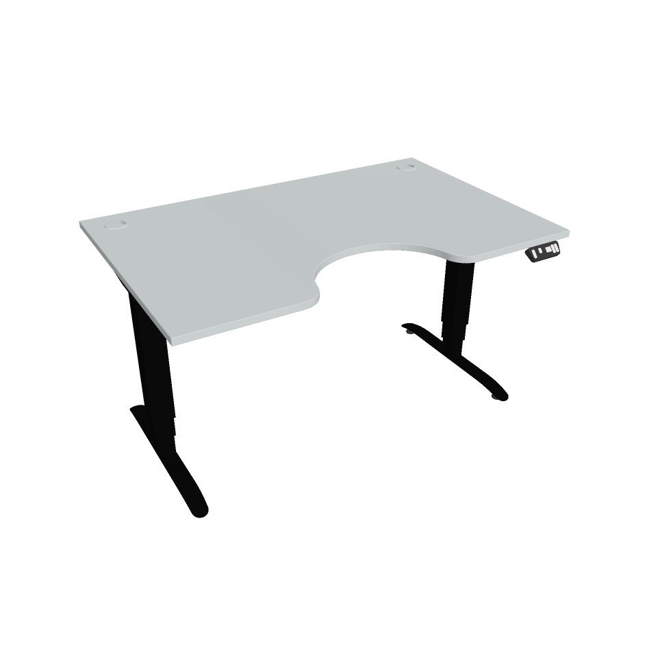 Elektricky výškově stavitelný stůl Hobis Motion Ergo - 3M segmentový, paměťový ovladač Šířka: 140 cm, Barva desky: šedá, Barva kovu: černá RAL 9005