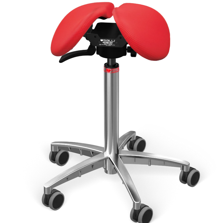 Sedlová stolička SALLI Swing Farba čalúnenia: Koža - PQ červená #05011/PQ, Výška postavy: Stredná (M) - do 170 cm, Konštrukcia: chrómová + štandard z…