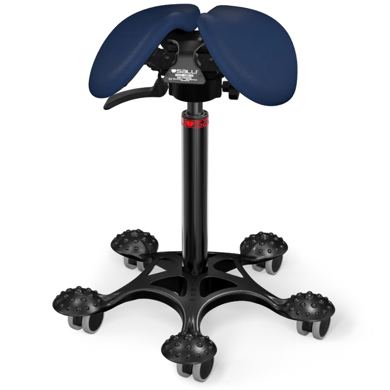 Sedlová stolička Salli SwingFit Farba čalúnenia: Syntetická koža - dymová modrá #7606, Výška postavy: Stredná (M) - do 170 cm, Konštrukcia: čierna + …