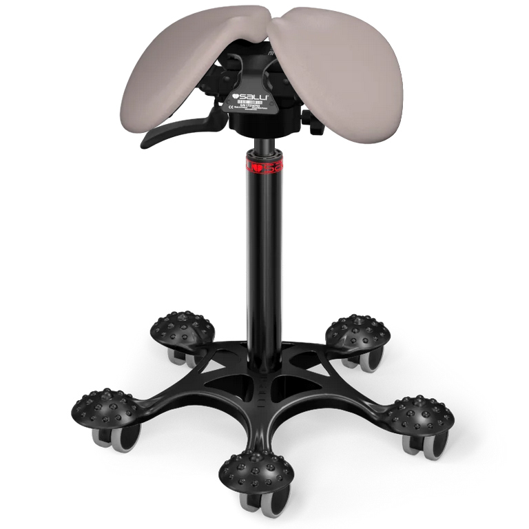 Sedlová stolička Salli SwingFit Farba čalúnenia: Syntetická koža - krémovo šedá #7136, Výška postavy: Nízka (S) - do 150 cm, Konštrukcia: čierna + ma…
