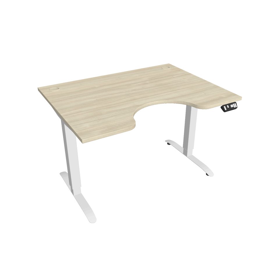 Elektricky výškovo nastavitelný stôl Hobis Motion Ergo - 2M segmentový, pamäťový ovládač Šírka: 120 cm, Farba dosky: agát, Farba kovu: biela RAL 9016