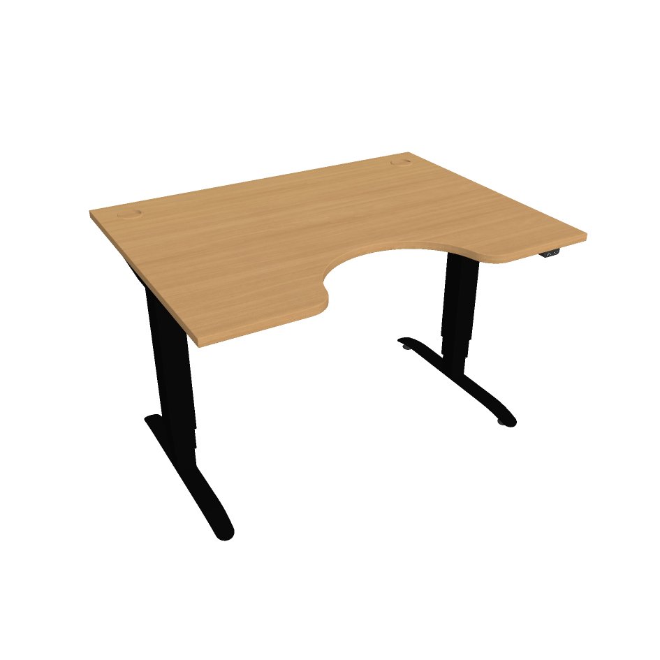 Elektricky výškovo nastaviteľný stôl Hobis Motion Ergo - 3 segmentový, štandardný ovládač Šírka: 120 cm, Farba dosky: buk, Farba kovu: čierna RAL 9005