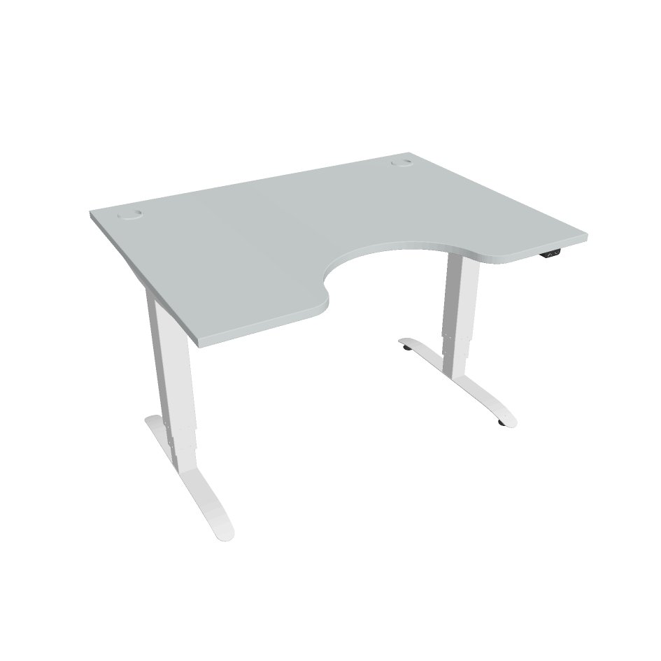 Elektricky výškovo nastaviteľný stôl Hobis Motion Ergo - 3 segmentový, štandardný ovládač Šírka: 120 cm, Farba dosky: sivá, Farba kovu: biela RAL 9016