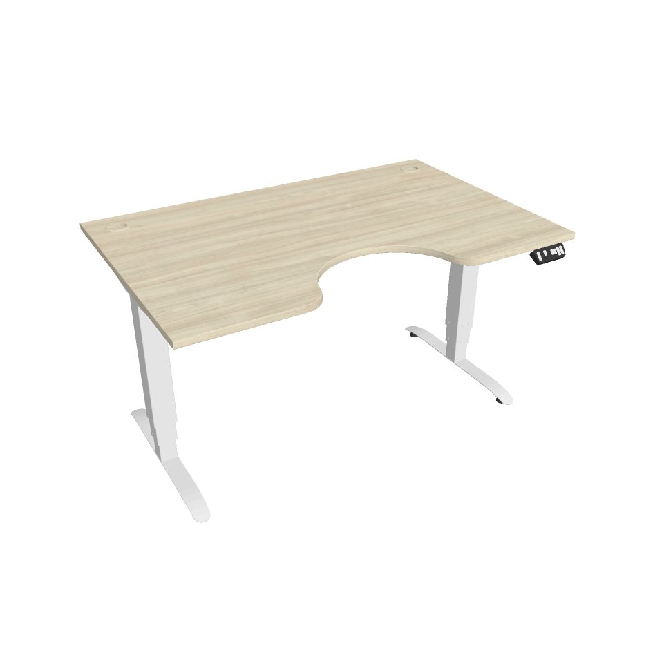 Elektricky výškovo nastaviteľný stôl Hobis Motion Ergo - 3M segmentový, pamäťový ovládač Šírka: 140 cm, Farba dosky: agát, Farba kovu: biela RAL 9016