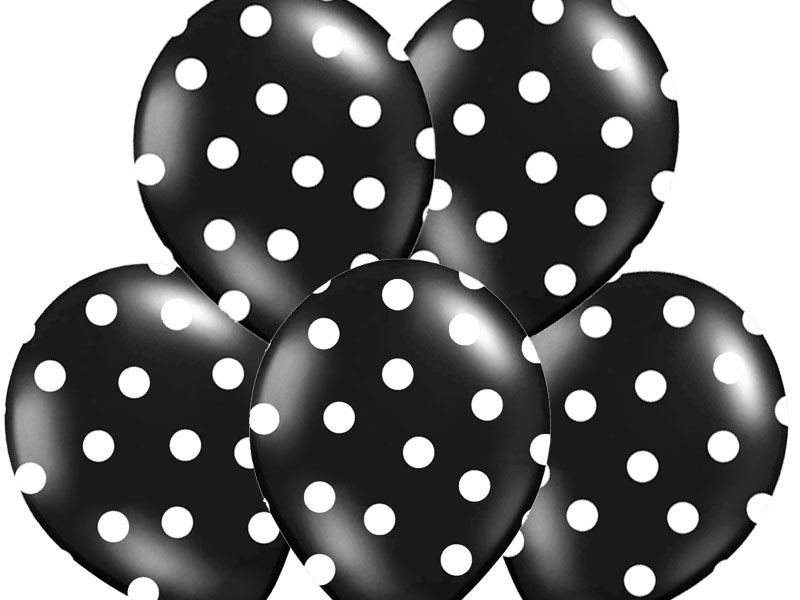 PartyDeco Tečkovaný balónek černý