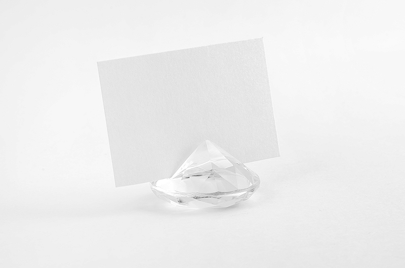 PartyDeco Držák na jmenovky Diamant průhledný 10 ks
