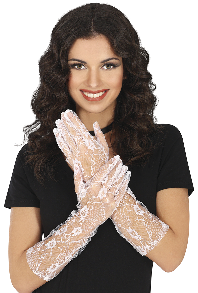 Guirca Bíle čipkované rukavice