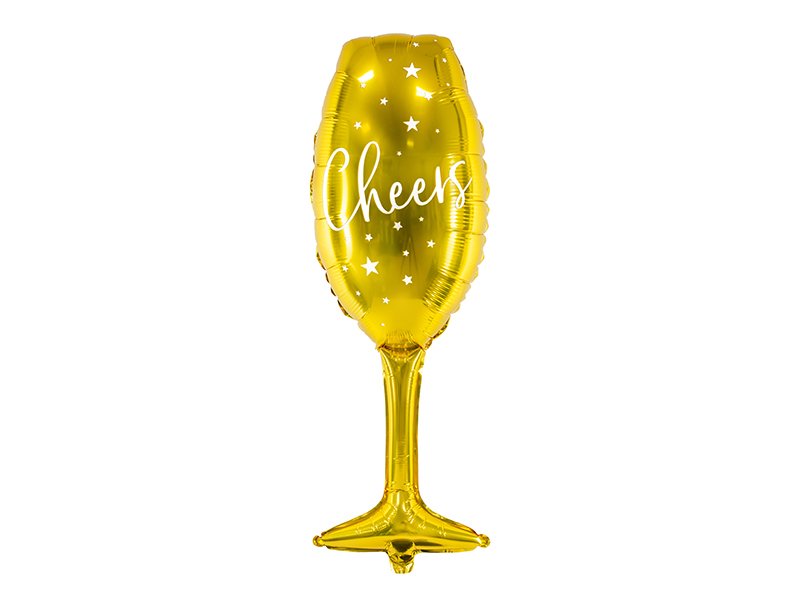 PartyDeco Fóliový balón - Pohár se šampaňským (zlatý)