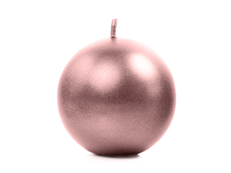 PartyDeco Svíčka - koule metalická růžovo-zlatá 8 cm