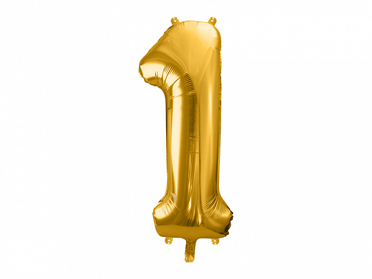 PartyDeco Fóliový balónek narozeninové číslo 1 zlatý 86cm