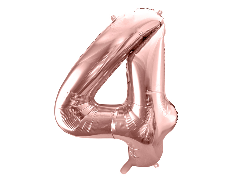 PartyDeco Fóliový balónek narozeninové číslo 4 - růžovo-zlatý