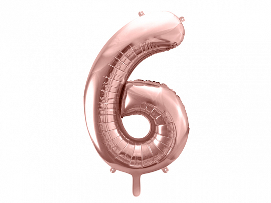 PartyDeco Fóliový balónek narozeninové číslo 6 - růžovo-zlatý