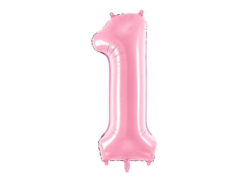 PartyDeco Fóliový balónek narozeninové číslo 1 - růžový 86cm