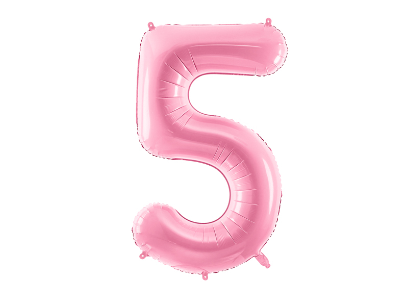 PartyDeco Fóliový balónek narozeninové číslo 5 - růžový 86cm