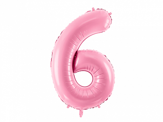 PartyDeco Fóliový balónek narozeninové číslo 6 - růžový 86cm