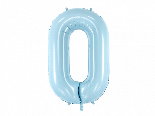 PartyDeco Fóliový balónek narozeninové číslo 0 - světlemodrý