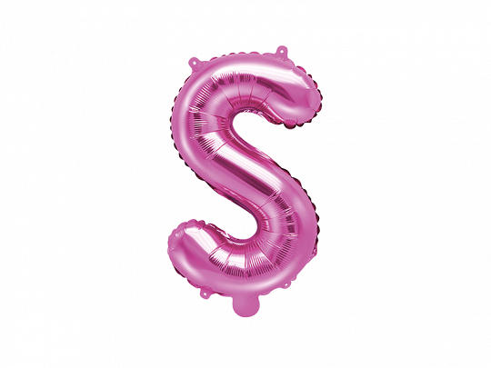 PartyDeco Fóliový balónek Mini - Písmeno S 35cm růžový
