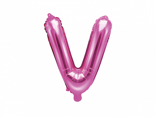 PartyDeco Fóliový balónek Mini - Písmeno V 35cm růžový