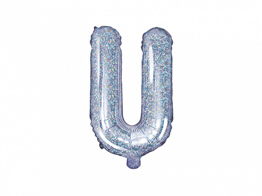 PartyDeco Fóliový balónek Mini - Písmeno U 35cm holografický