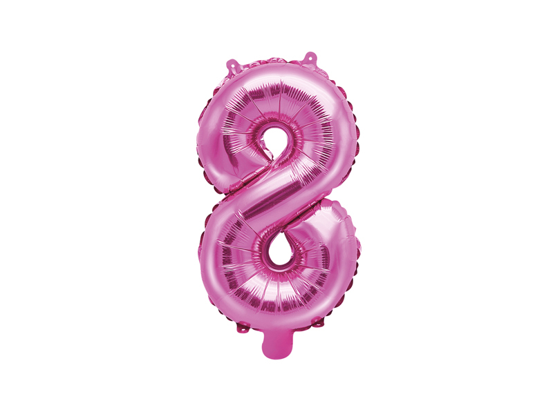 PartyDeco Fóliový balónek Mini - Číslo 8 růžový 35cm