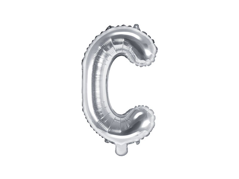 PartyDeco Fóliový balónek Mini - Písmeno C stříbrný 35cm