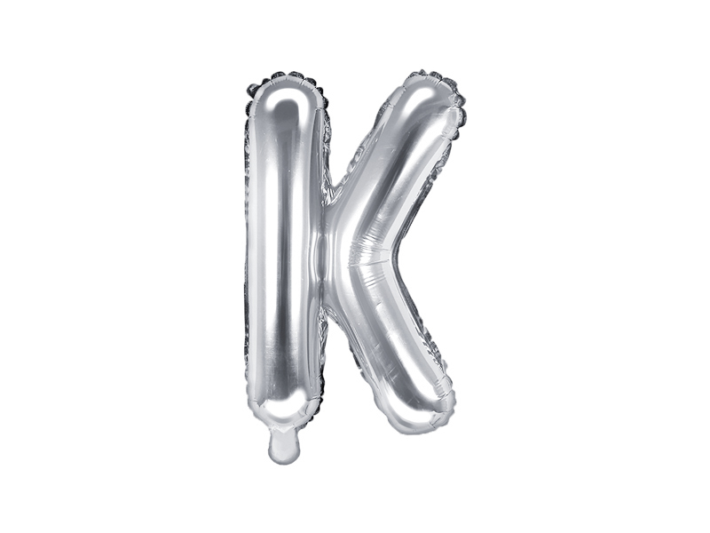 PartyDeco Fóliový balónek Mini - Písmeno K stříbrný 35cm