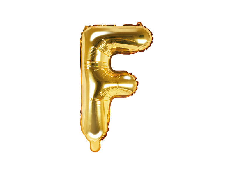 PartyDeco Fóliový balónek Mini - Písmeno F zlatý 35cm