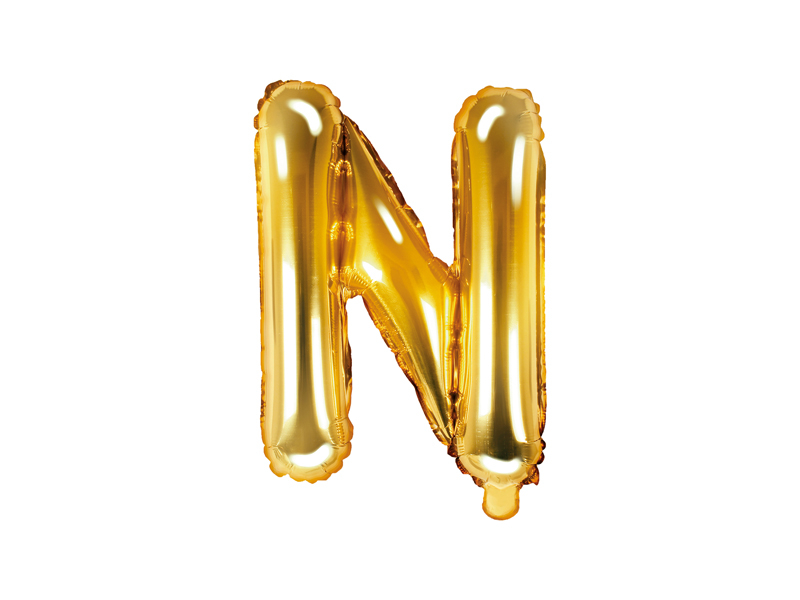 PartyDeco Fóliový balónek Mini - Písmeno N zlatý 35cm