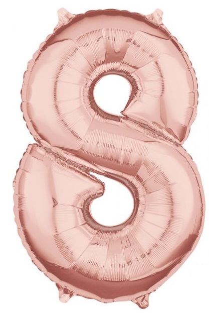 Amscan Fóliový balónek narozeninové číslo 8 růžovo-zlatý 66cm
