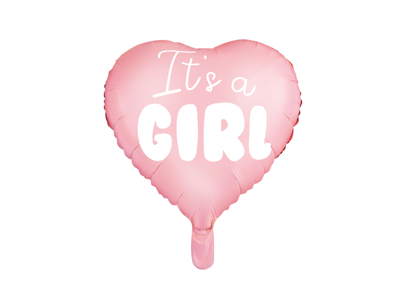 PartyDeco Fóliový balón růžové srdce - It\'s a girl