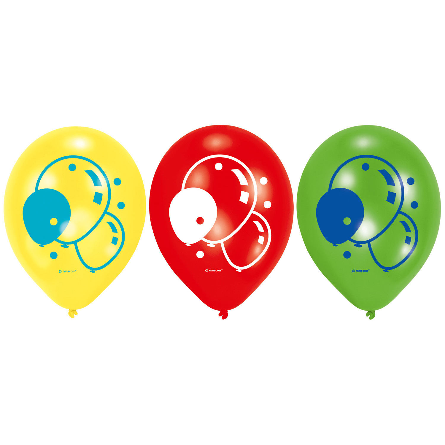 Amscan Latexové balóny mix - červená, zelená, žlutá 6 ks