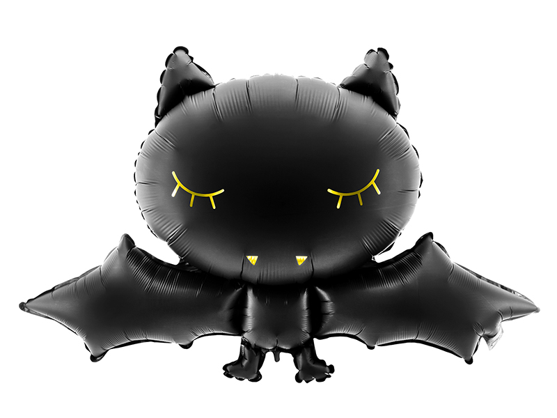PartyDeco Fóliový balón - černozlatý netopýr 80x52cm
